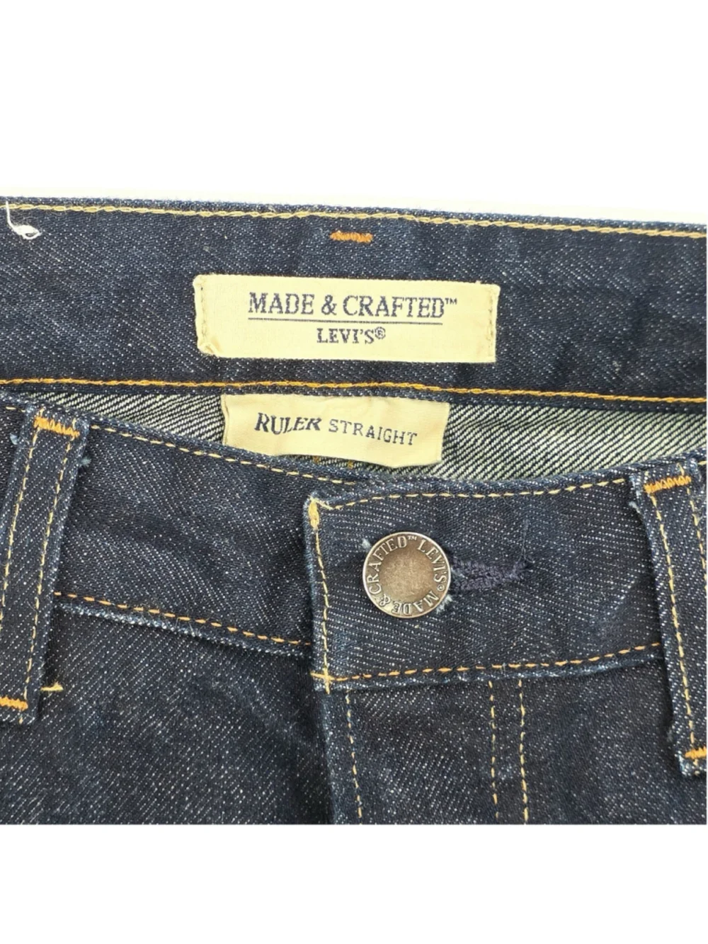 Levi's Made & Crafted Ruler Straight Jeans 34x32 Dark Indigo Button Fly 100%...